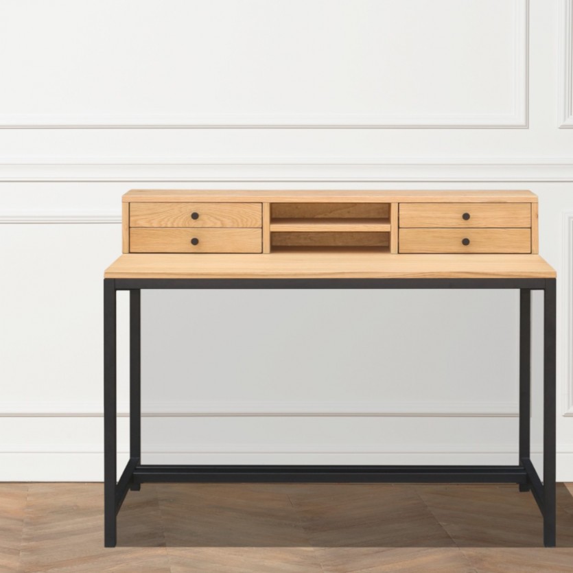 Bureau Droit Design Bouny En Bois Pieds Noirs 160 X 80 Cm Naturel Amp Story 5806