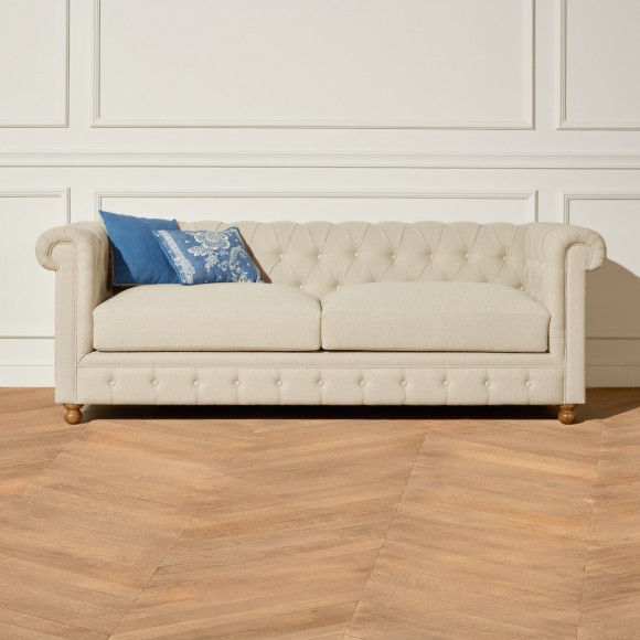 Canapé CHESTERFIELD, lin gris