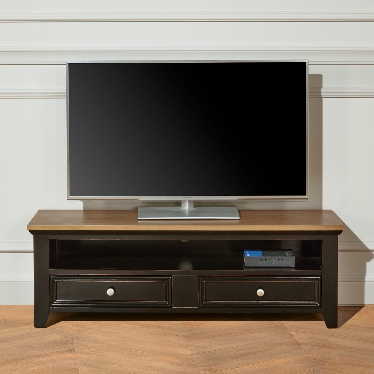 Meuble TV en pin massif et métal 120 cm Robin