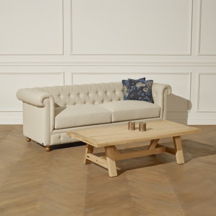 Canapé CHESTERFIELD, lin gris