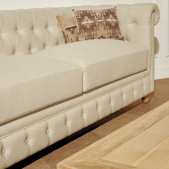 Canapé CHESTERFIELD, lin gris