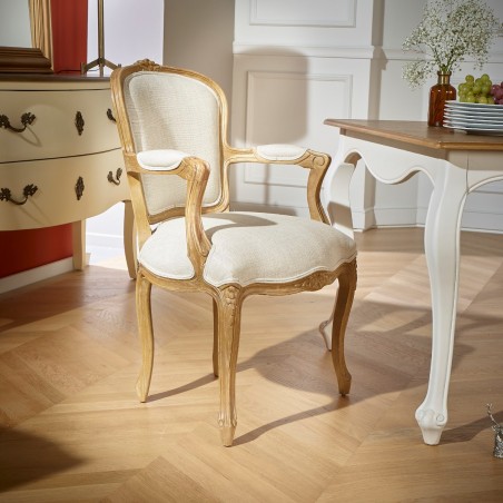 Fauteuil de style Cabriolet, bois cérusé