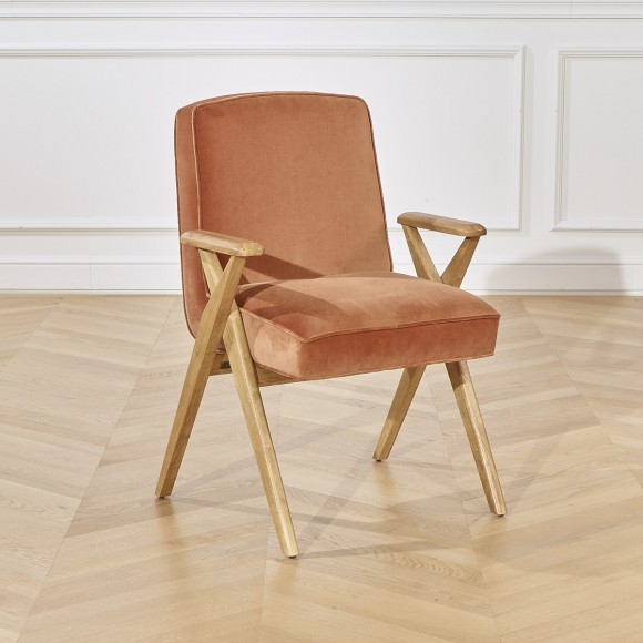 Fauteuil de table scandinave en velours 