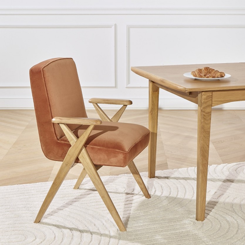 Fauteuil de table scandinave en velours