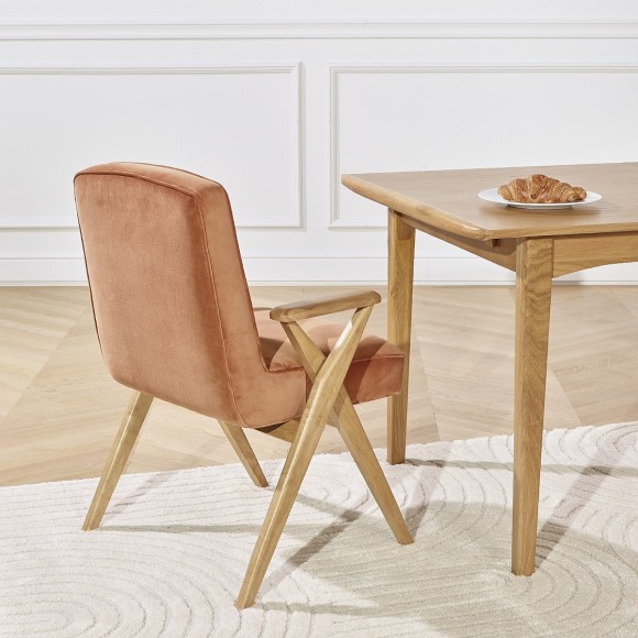 Fauteuil de table scandinave en velours 