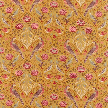 Tissu art déco jaune moutarde