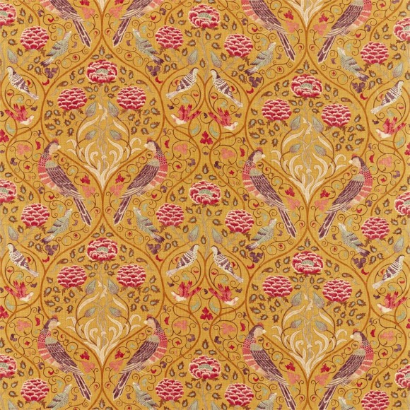 Tissu art déco jaune moutarde