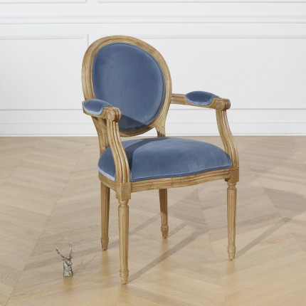 MEDAILLON - Fauteuil de table Bleu Louis