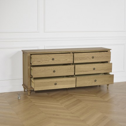 Commode OLIVIA 6 tiroirs en chêne