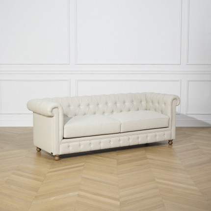 Canapé CHESTERFIELD, lin gris