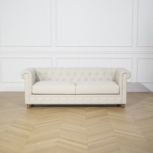 Canapé CHESTERFIELD, lin gris