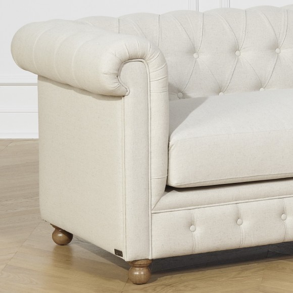 Canapé CHESTERFIELD, lin gris