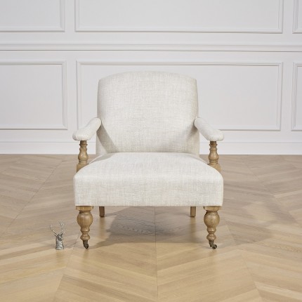 ANDREW - Fauteuil en Chêne et lin Premium avec coussin Jasper