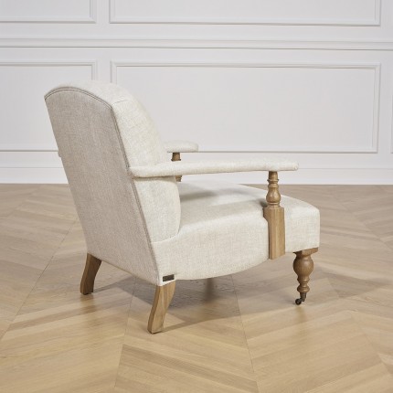 ANDREW - Fauteuil en Chêne et lin Premium avec coussin Jasper