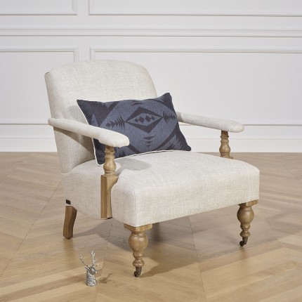 ANDREW - Fauteuil en Chêne et lin Premium avec coussin Jasper