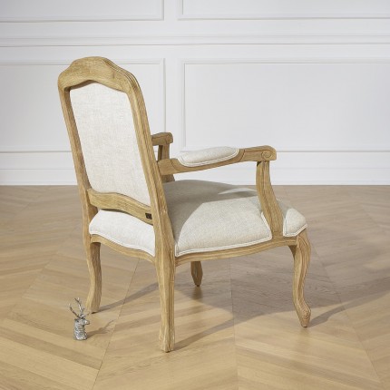 INES - Fauteuil Lin Premim Bois Naturel