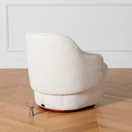 PRESLEY - Fauteuil style nordique en tissu polyester bouclette blanc, 1 place