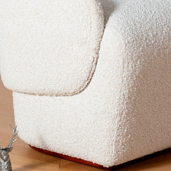 PRESLEY - Sillón de estilo nórdico en tejido de poliéster bouclé blanco, 1 plaza