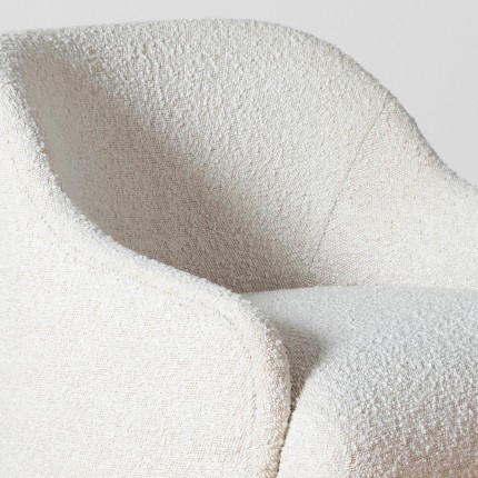 PRESLEY - Sillón de estilo nórdico en tejido de poliéster bouclé blanco, 1 plaza