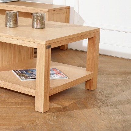 ADDISON - Mesa de centro de estilo contemporáneo de madera, estante inferior, 1 cajón