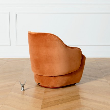 PRESLEY - Nordic style armchair in caramel and brick velvet, 1 seat