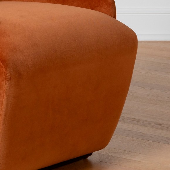 PRESLEY - Nordic style armchair in caramel and brick velvet, 1 seat