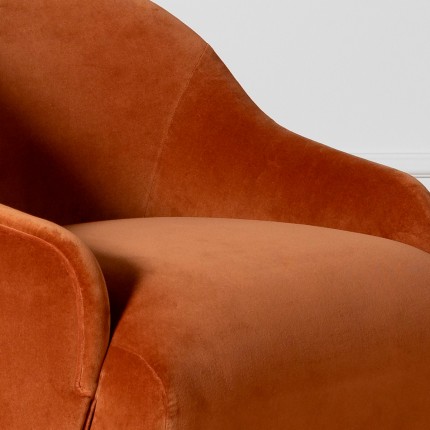 PRESLEY - Nordic style armchair in caramel and brick velvet, 1 seat