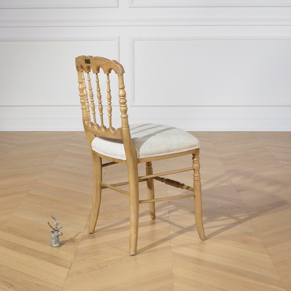 NAPOLEONE III - Sedie barocche in stile romantico in legno massello e lino premium, set di 2