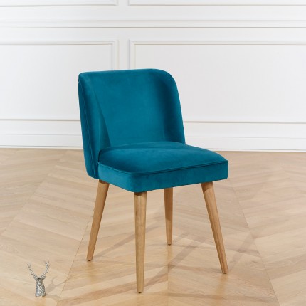 APOLLINE - Vintage-style chairs in cotton velvet and solid wood, set of 2, FSC® certified wood