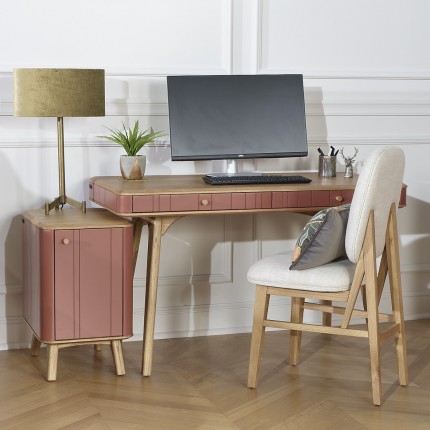 KYOTO - Modern style desk, oak top, 2 drawers