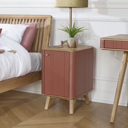 KYOTO - Modern style bedside table in oak, 1 door, 1 shelf