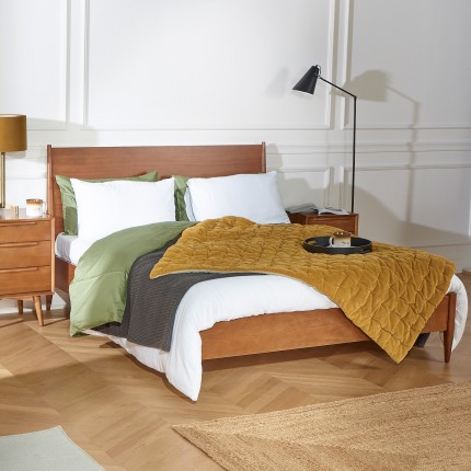 DALHIA - Scandinavian style double bed in wood, 160 x 200