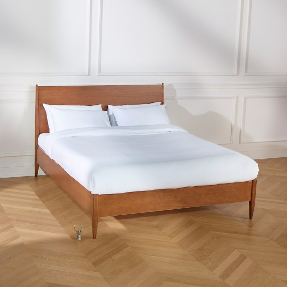 DALHIA - Cama doble estilo escandinavo de madera 140 x 200