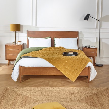 DALHIA - Scandinavian style double bed in wood, 160 x 200