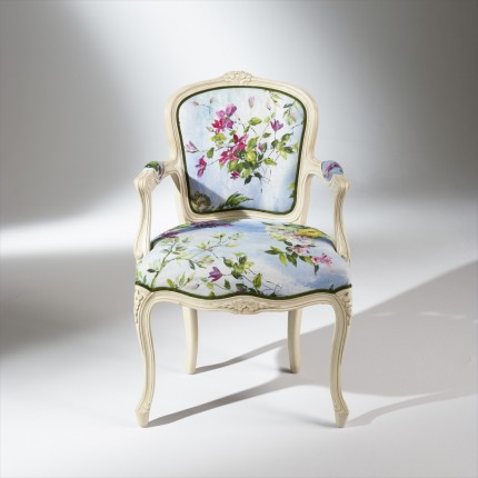 Fauteuil Louvre Monts et Merveilles cabriolet louis xv fleuri