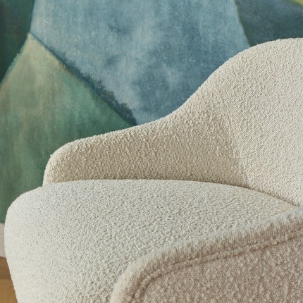 PRESLEY - Sillón de estilo nórdico en tejido de poliéster bouclé blanco, 1 plaza