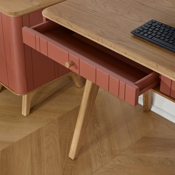 KYOTO - Modern style desk, oak top, 2 drawers