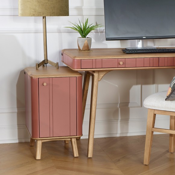 KYOTO - Modern style desk, oak top, 2 drawers