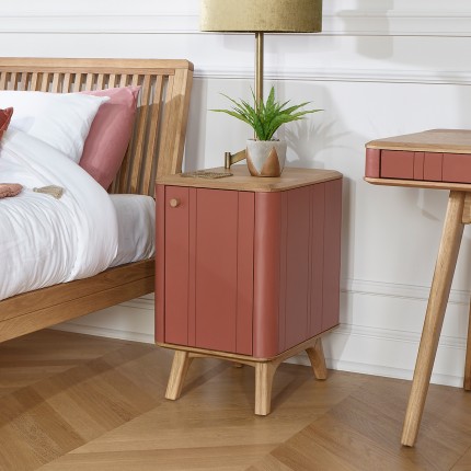 KYOTO - Modern style bedside table in oak, 1 door, 1 shelf