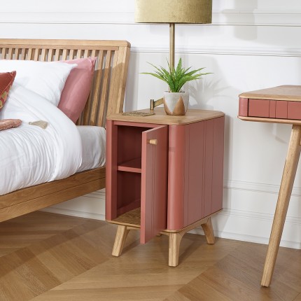 KYOTO - Modern style bedside table in oak, 1 door, 1 shelf