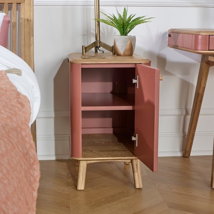 KYOTO - Modern style bedside table in oak, 1 door, 1 shelf