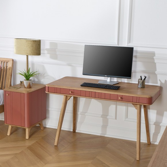 KYOTO - Modern style desk, oak top, 2 drawers