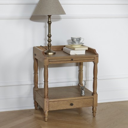 CHOPIN - Romantic style oak bedside table, 1 drawer, 1 shelf