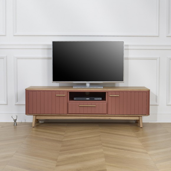 JOËL - Modern style oak TV stand, 160 cm, 2 doors, 1 drawer