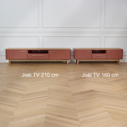 JOËL - Mobile TV in stile moderno in rovere, 160 cm, 2 ante, 1 cassetto