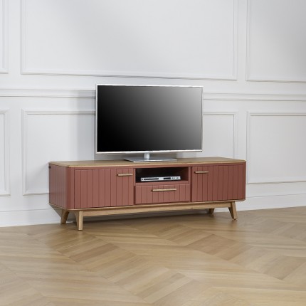 JOËL - Mobile TV in stile moderno in rovere, 160 cm, 2 ante, 1 cassetto