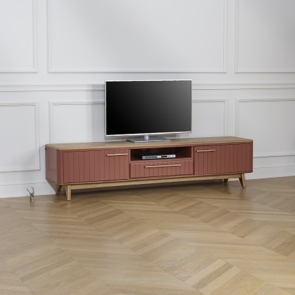 JOËL - Meuble TV style moderne en chêne, 210 cm, 2 portes, 1 tiroir