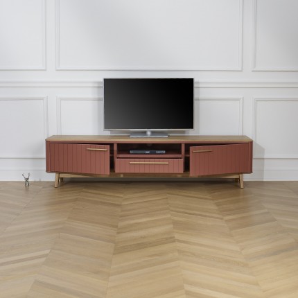 JOËL - Mueble de TV de estilo moderno en roble, 210 cm, 2 puertas, 1 cajón