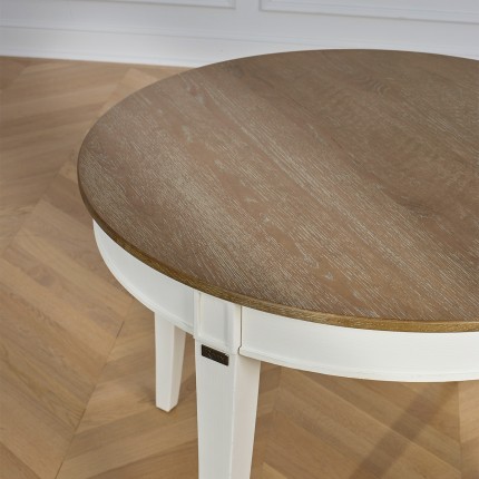 HAUSSMANN - Round oak dining table in romantic style, white, 4 settings