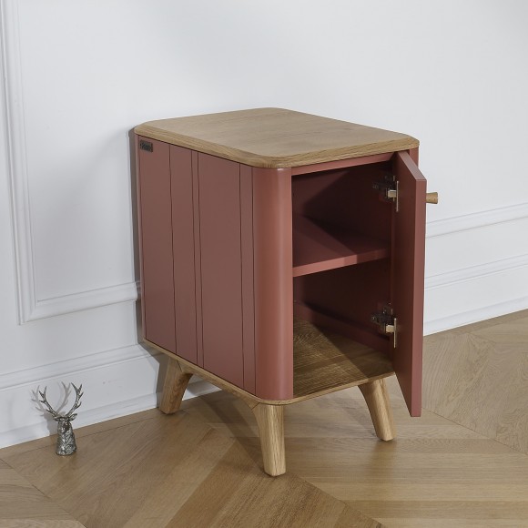 KYOTO - Modern style bedside table in oak, 1 door, 1 shelf